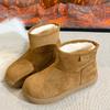 Cowhide Version Snow Boots Women's Velvet Thickened Warm Short Boots Thick Sole Fur Integrated Large Cotton Shoes Children