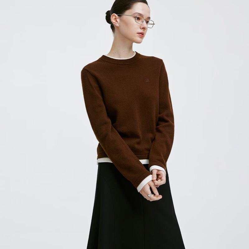 Giovanni Valentino Women's Pure Wool Faux Two-Piece Round Neck Sweater