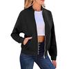 Women's Full Zip Up Jacket Spring Fall Long Sleeve Short Sweatshirt Casual Loose Outwear with Pockets
