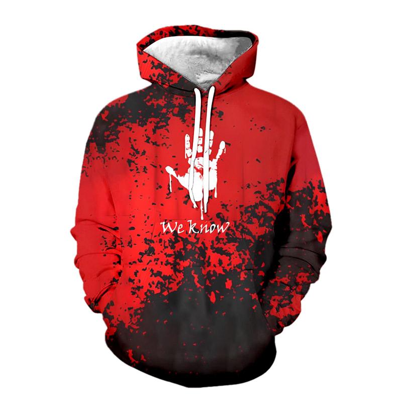 Modna bluza z kapturem z grafiką krwi Męska Nowość 2025 Nadruk 3D Terror Halloween Bluza z kapturem Plus Size Cosplay Dres Bluzy z kapturem