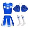4-12 let Děti Dívky Cheerleader Kostým Set Top bez rukávů Sukně Pompony a Ponožky