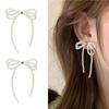 1 Pair Exaggerated All-Matched Earings Pearls Bowknot Ear Jewelry Niche Temperament Earrings for New Year Birthday Gift