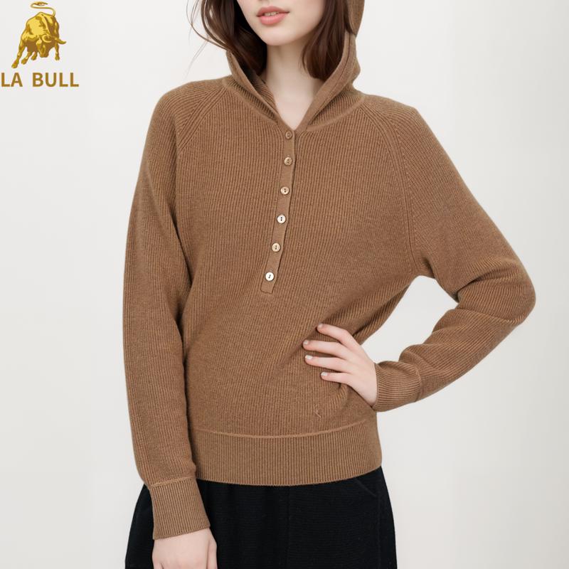 

LA BULL Women s Hooded Knit Cardigan M