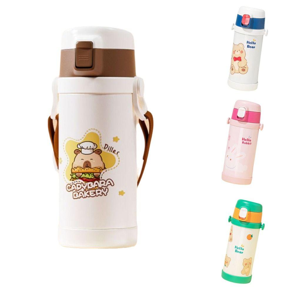 

Stainless Steel Children s Water Bottle 350ML Straw Cup Fashion Insulated Cup Kindergarten коричневий
