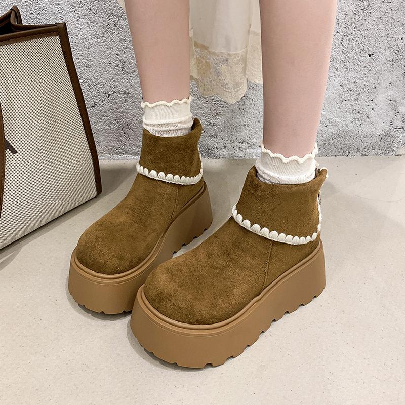 Fashion Design Fashion Platform Heels Women Ankle Boots Keep Warm Height Increase Short Booties Autumn Winter Ladies Shoes Zapatos Mujer