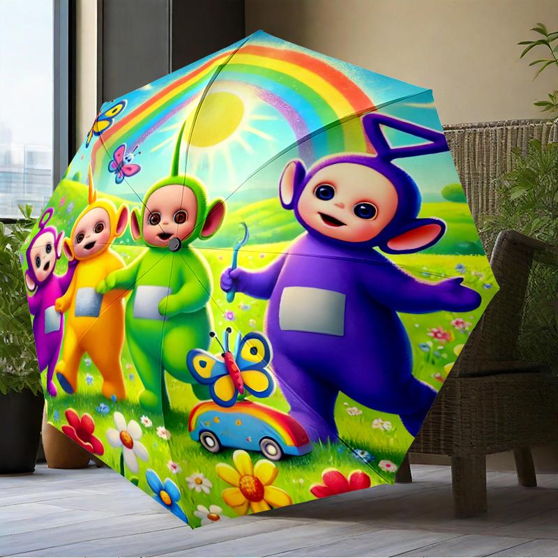 Tele-tubbies Celebration Umbrella Folding Umbrella, Automatic Umbrella 8-Frame for Travel, Camping Use Gift for Halloween Christmas