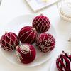 3Pcs Elegant Christmas Tree Baubles with Glitters and Pearls Festival Hanging Ornament Daily Use Home Accessory