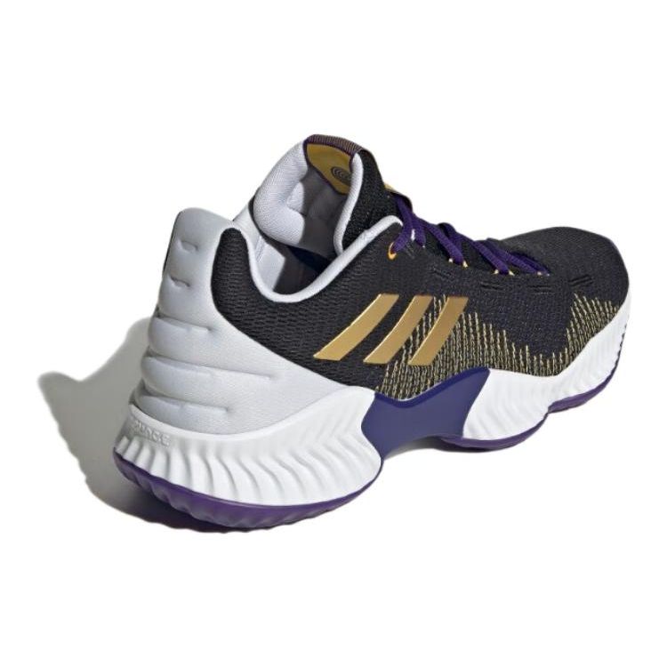 Adidas Pro Bounce 2018 Round Toe Lace-Up Low Top Basketball Shoes Unisex Sneakers Black Gold IG4493