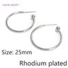 2 Sizes S925 Sterling Silver Needle Gold Color C Shape Smooth Hoop Earring Brass Metal Earring Fashion Jewelry For Women Gifts