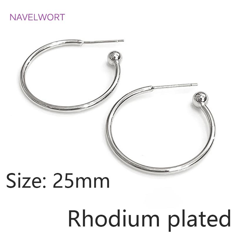 2 Sizes S925 Sterling Silver Needle Gold Color C Shape Smooth Hoop Earring Brass Metal Earring Fashion Jewelry For Women Gifts
