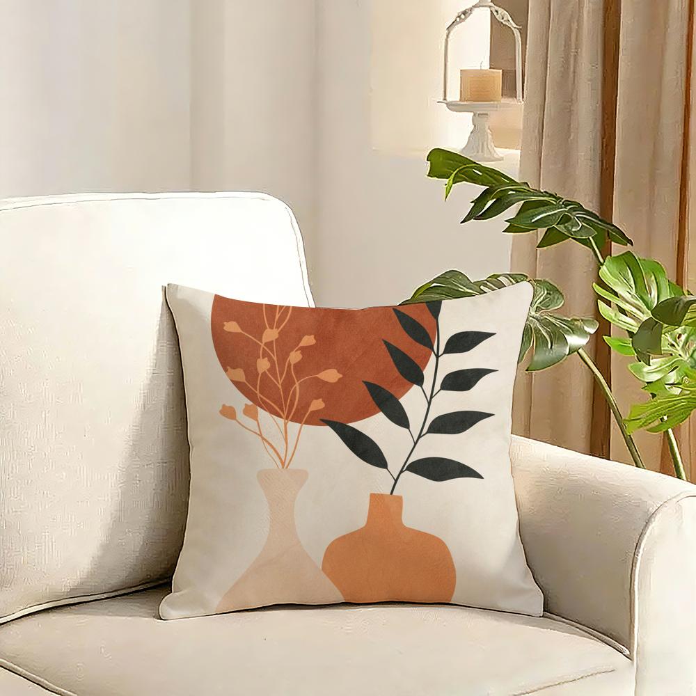 Boho Matisse Coral Lines Cushion Cover Reversible Plush Pillow Cover Soft Fluffy Home Decor for Sofa Bedroom