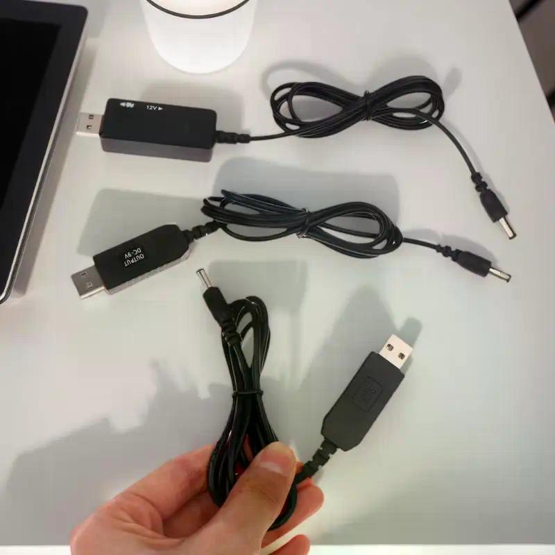 1 Set DC 5V To 12V USB Cable Boost Converter Step-up Cord For Wifi Router Modem Fan 5.5*2.1mm WiFi To Powerbank Cable Connector