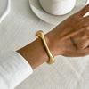 Exaggerated Irregular Metal Smooth Surface Bracelet, Design Sense Geometric Wide Surface Spring Bracelet Bracelet