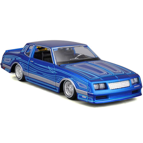 Maisto 1/24 scale Chevrolet Monte Carlo 1986 Blue Custom Lowriders Series / Diecast Model Car, Finished Product 32542