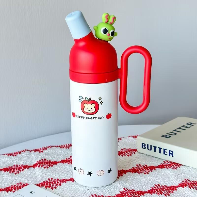Cute Cartoon Insulated Water Bottle Drop Resistant Stainless Steel Leak Proof for Kindergarten Toddlers Kids one size белый