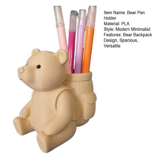 Bear Pencil Holder, Cute Little Bear Pen Cup for Desk, Large Capacity Stationery Organizer for Office School