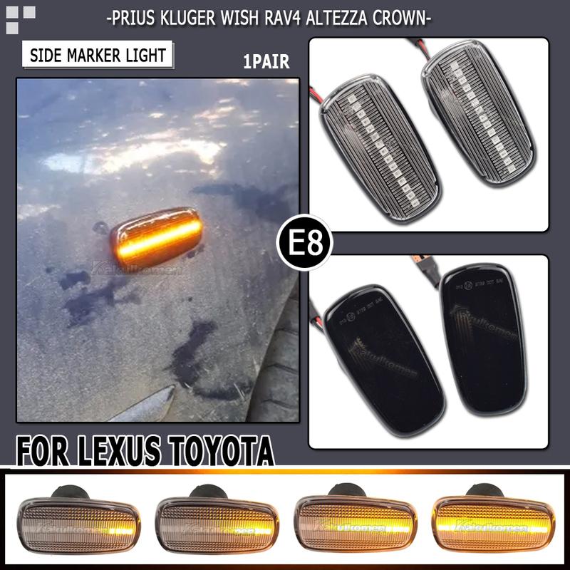 2Pcs Dynamic LED Side Marker fender Lights 12V Flowing Turn Signal light For Toyota Prius Wish Land Cruiser 200 RAV4 Lexus IS300