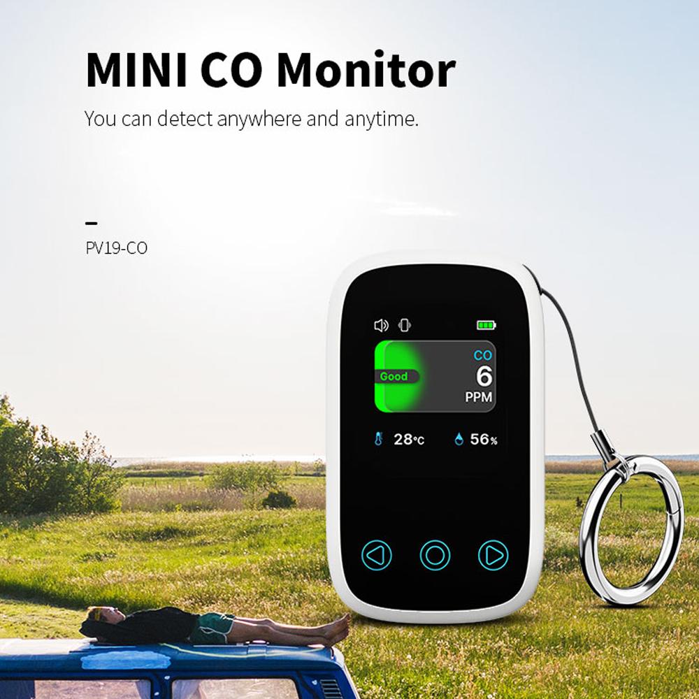 Mini CO Detector Portable Carbon Monoxide Tester Rechargeable Multifunctional Air Quality Monitor Temperature and Humidity Meter