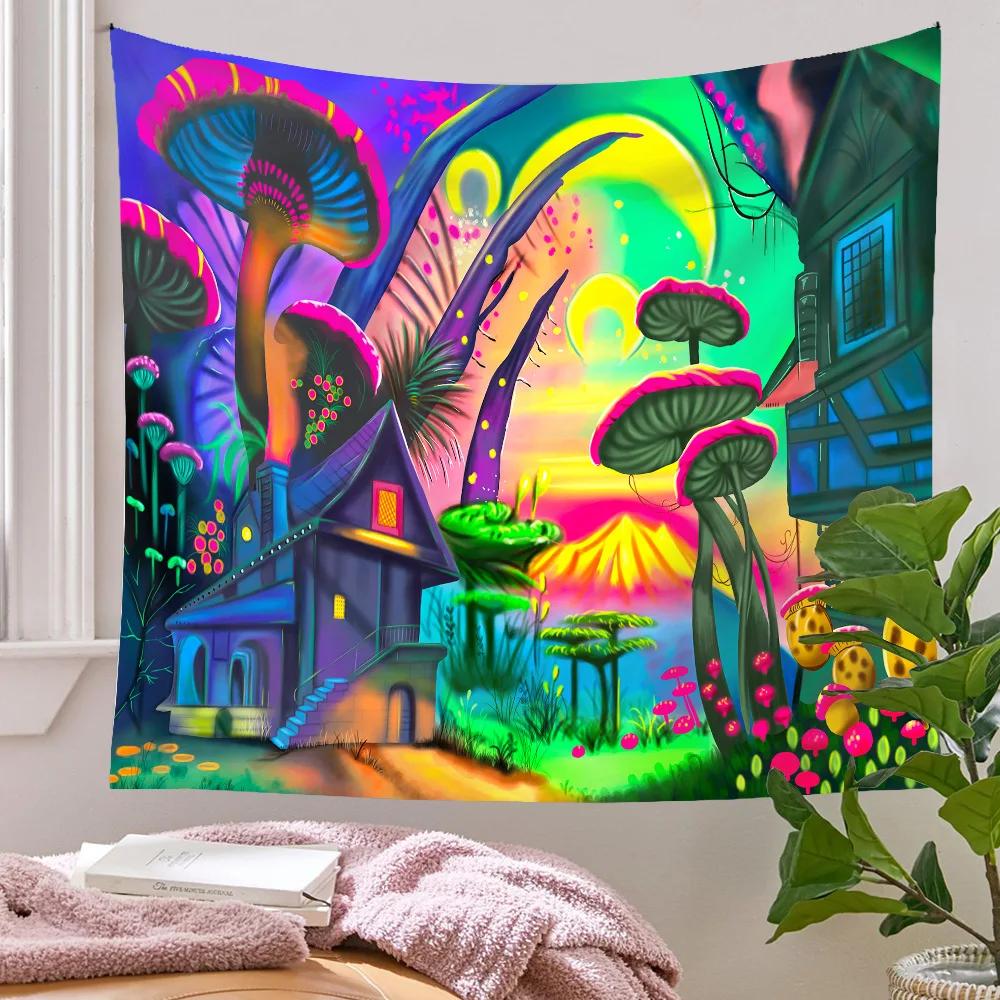 Dreamy Mushroom Tapestry Psychedelic Tapestry Bohemian Hippie Wall Tapestries For Kids Girl Bedroom Living Room Office Decor