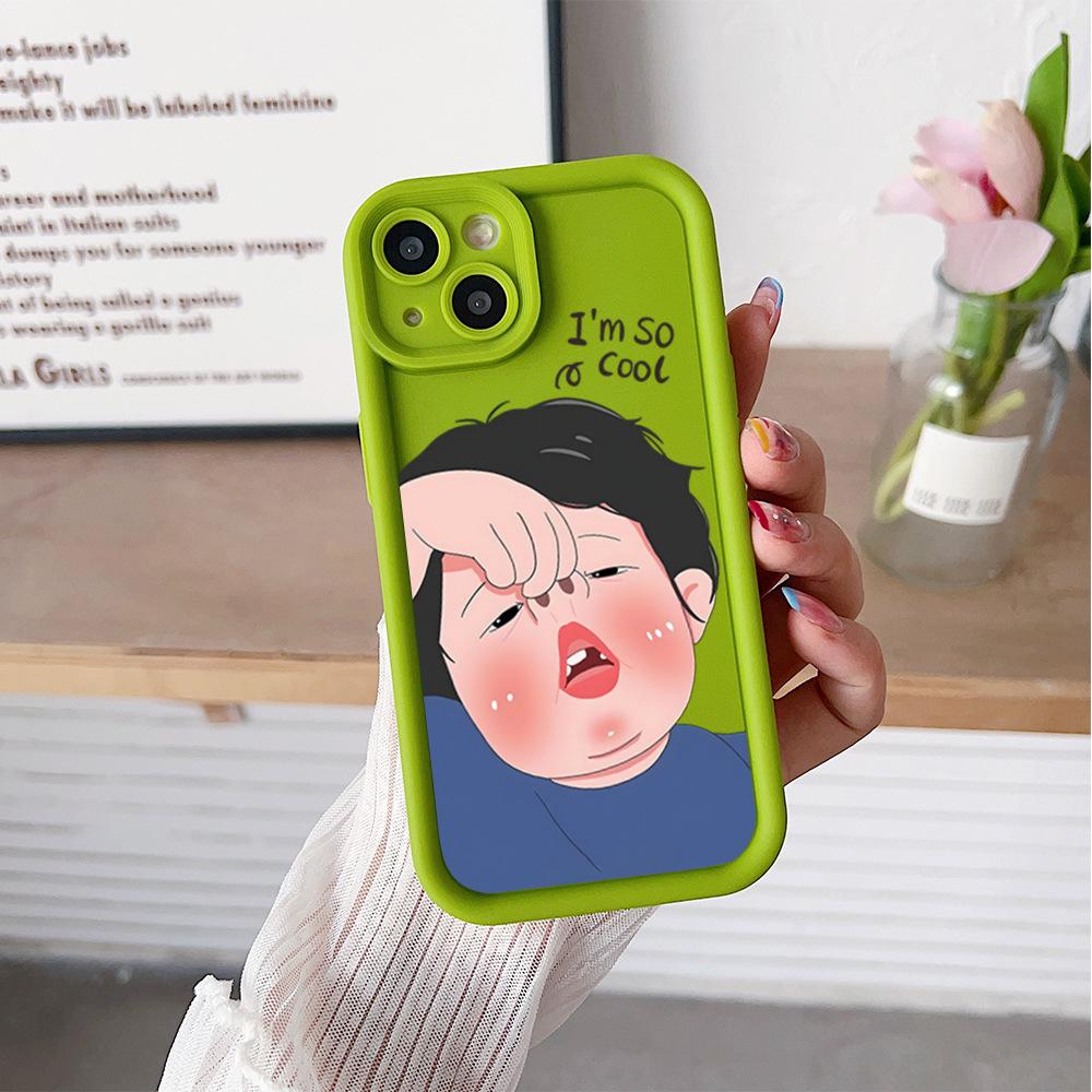 Amazon hot-selling iphone17 mobile phone case pouty funny 14 matte silicone case apple 16promax soft case