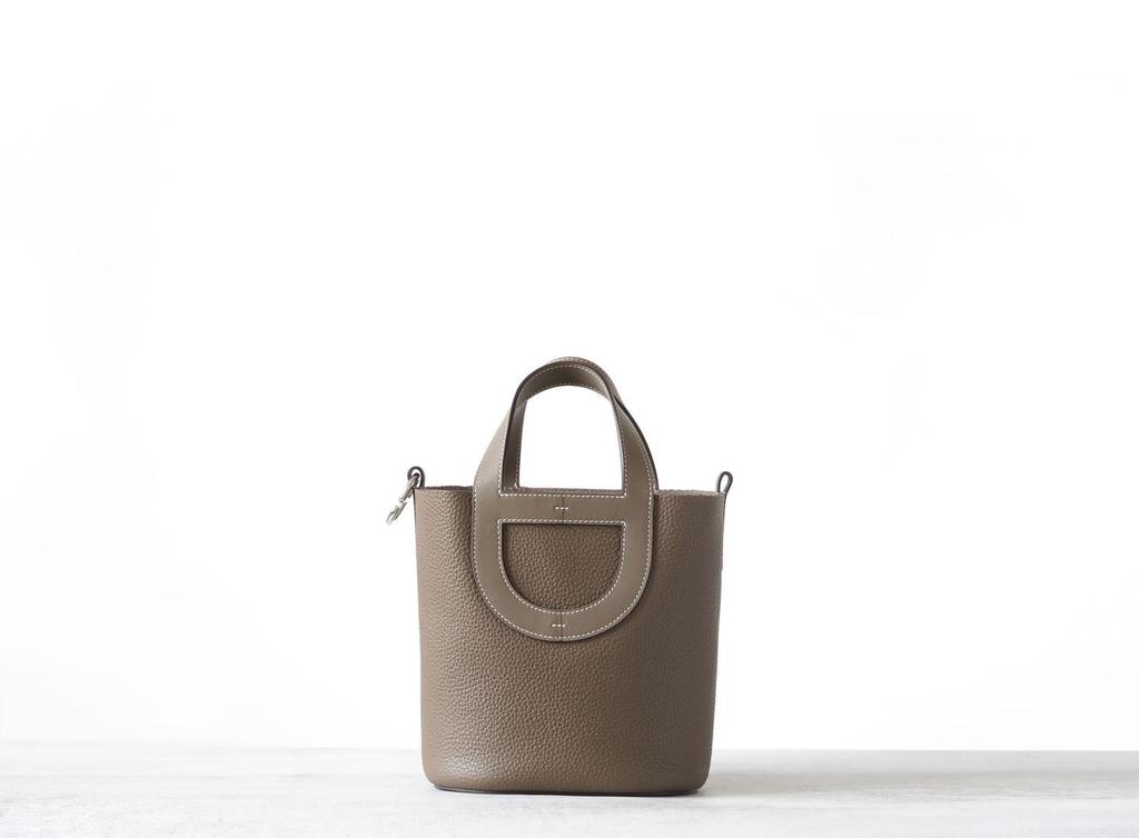 Borsa Secchiello in Pelle di Mucca TC con Manico, Cesto Verdura Naso di Maiale 18cm, alla Moda Versatile, da Donna