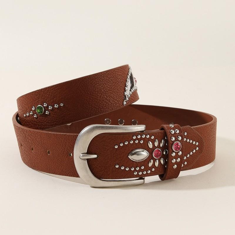 Rivet Bat Faux Leather Belt Punk Style Waistband Women Slimming Fashion Accessory