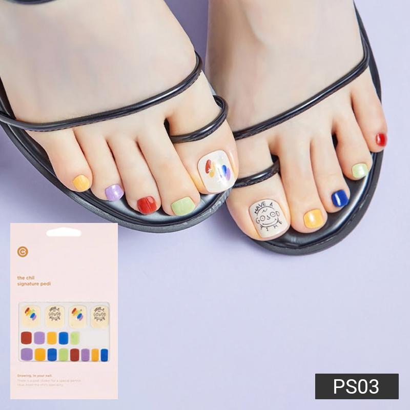 Party & Bold Pedicure Nail Stickers - 37 Self-Adhesive Tips, Vibrant Neon & Graphic Prints, Quick 5-Min Pedicure
