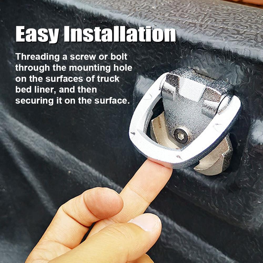 Pickup Truck Heavy Bed Liner Anchor Heavy Duty Nickel Alloy D Rings Tie Down Anchors Durable Rear Cargo Mount Hooks