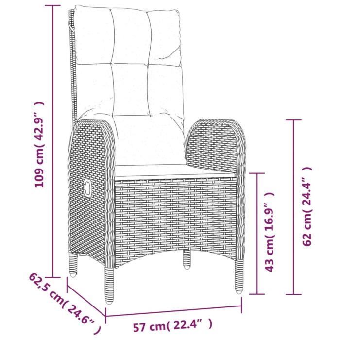 VidaXL Garden Dining Set and Cushions 7pcs Black Wicker 3185072