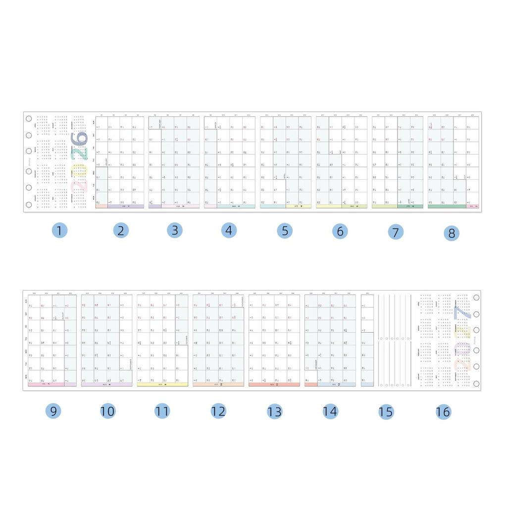 Calendario 2026 A6 A7 A8 M5 Anual Mensual Planificador de Calendario Páginas Interiores Hojas Sueltas Núcleo de Repuesto Recambios Papel Manual de Bricolaje