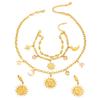 High-End Sun Portrait Titanium Stainless Steel Jewelry Set: Necklace, Bracelet, and Earrings in Light Luxury Design for Women.