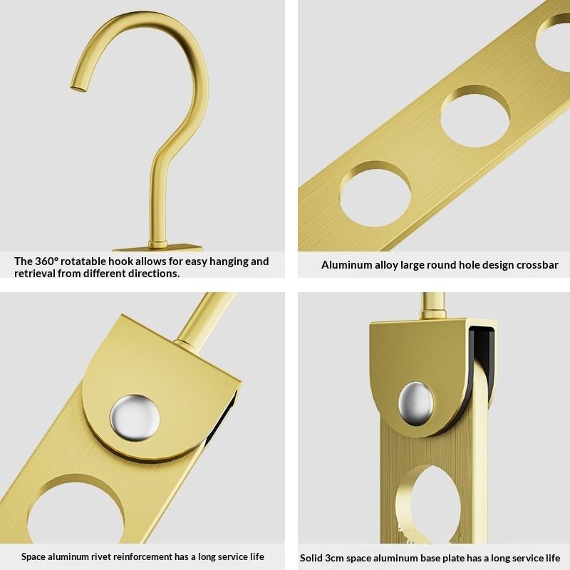 8 Hole Aluminum Alloy Clothes Hanger Space Saving Foldable Pants Hanger Magic Seamless Multiplayer Closet Organizer