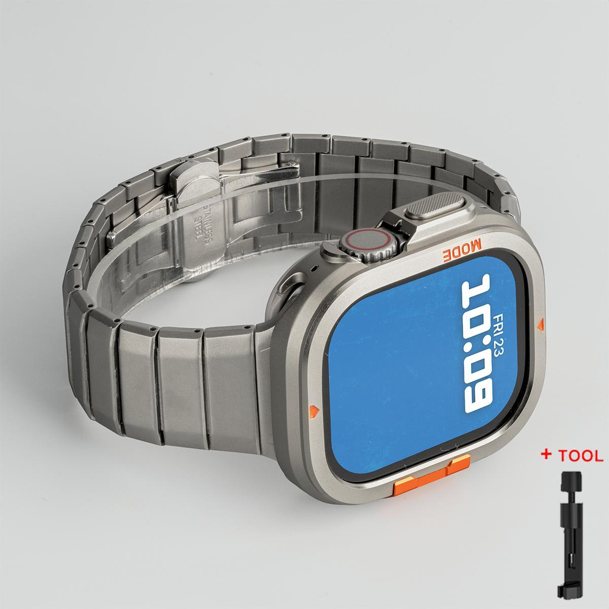 

Ремешок+Чехол для Apple Watch Ultra 3 2 1 49 мм Роскошный Ремешок из Нержавеющей Стали Сплав Чехол для Apple Iwatch Серии 11 10 46 мм Браслет 49mm-Series 3 2 1
