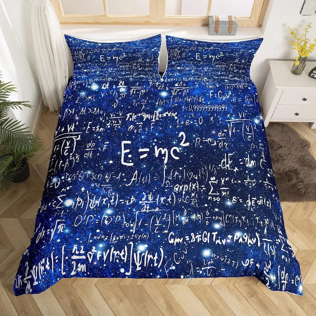Math Equations Duvet Cover Set Hourglass Purple Galaxy Comforter Cover Physics Formula Dorm Bedding Sets Science Geometry Axis