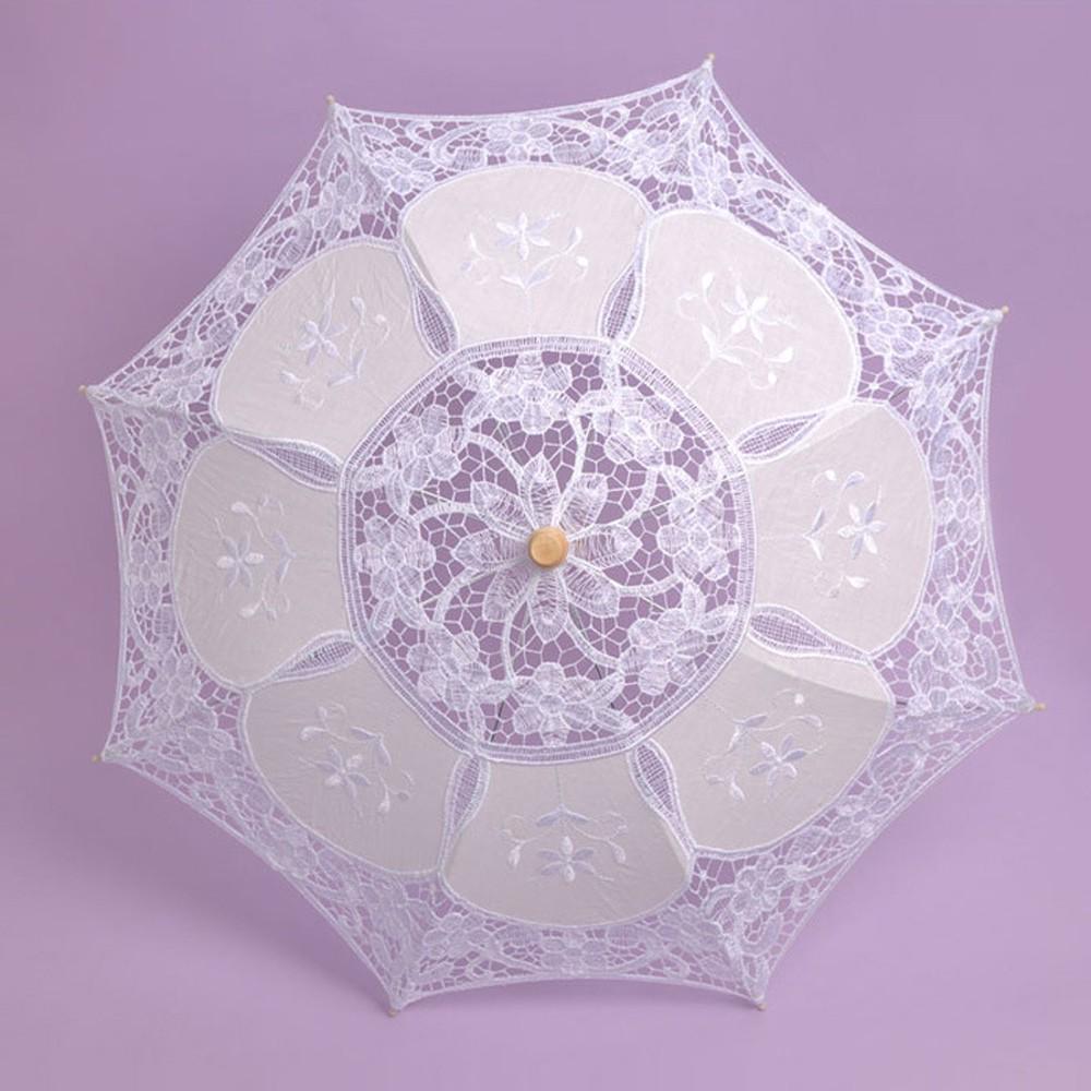 Lace Embroidered Sun Parasol Umbrella Bridal Wedding Dancing Party Photo Show