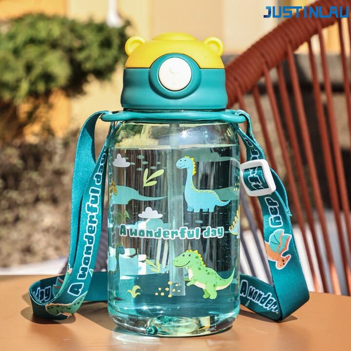 

650ml Large Capacity Children s Straw Cup Cartoon Anime Strap Water Cup Mug with Lid and Straw Water Bottles for Girls зелёный