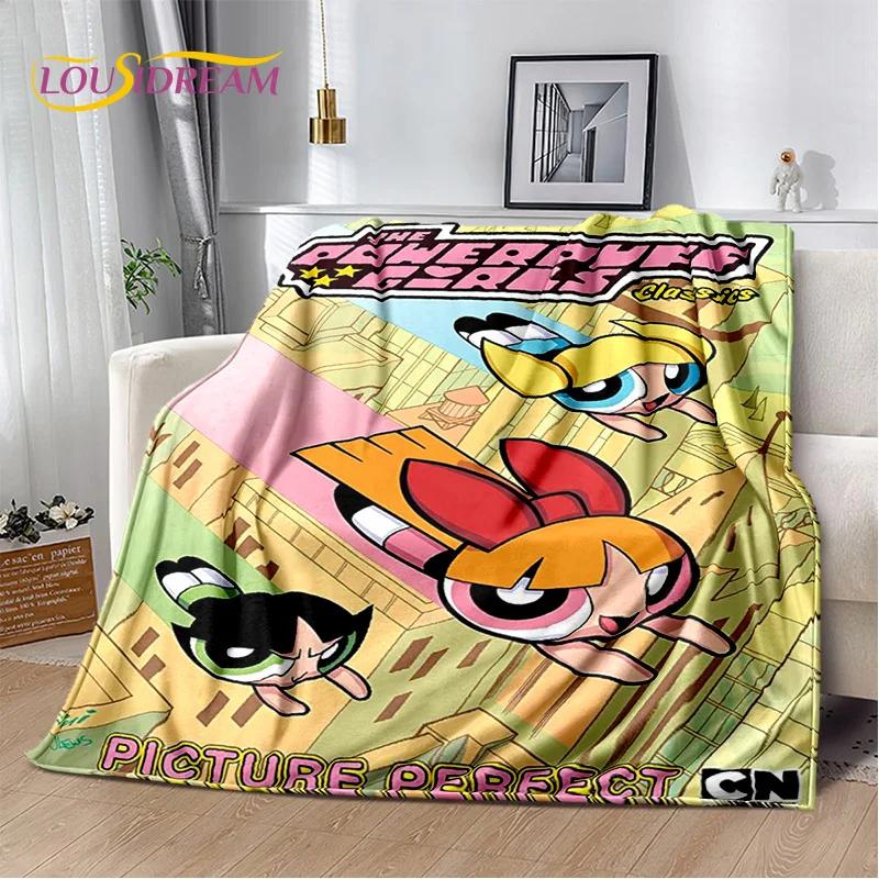 Kreskówkowy Słodki P-Powerpuff Girl Miękki Koc Flanelowy na Łóżka Sypialnia Sofa Piknik, Koc Narzuta do Przykrycia na Zewnątrz Rekreacja Drzemka Prezent