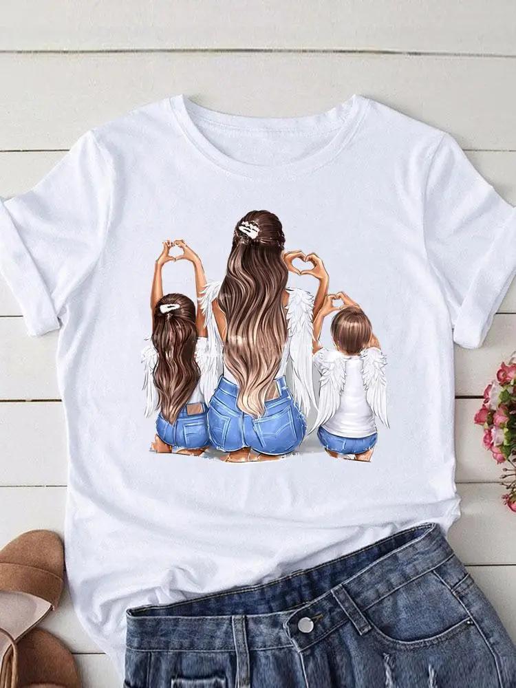 Cute Mom Womens ShortSleeved Printed Modal Shirt European Style Summer Fashion Personality Top for Women Modal fabric