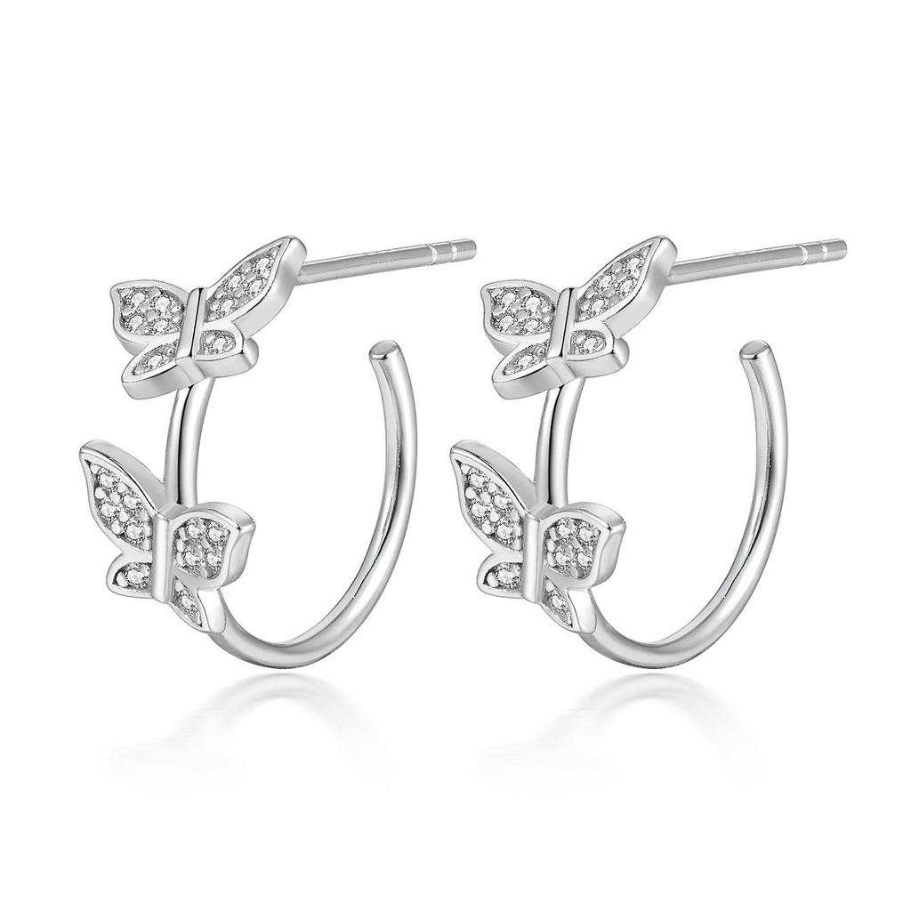 S925 Sterling Silver Butterfly Stud Earrings | Women's High-End Niche Design Jewelry