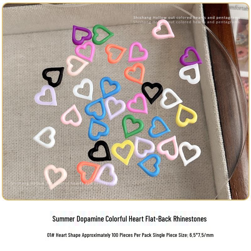 Dopamine Star & Heart Nail Art: Colorful 3D Translucent Mix