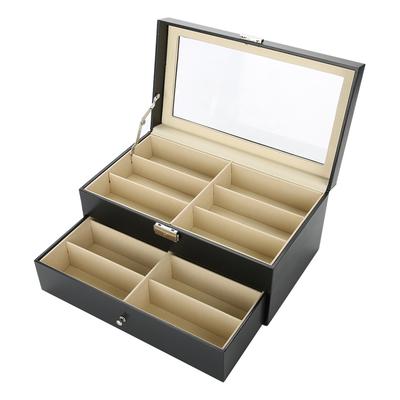 Caja para Gafas 12 Gafas, Caja para Gafas de Cuero PU de Doble Capa, Caja de Exhibición para Gafas de Sol, Gafas , Estuche para Gafas