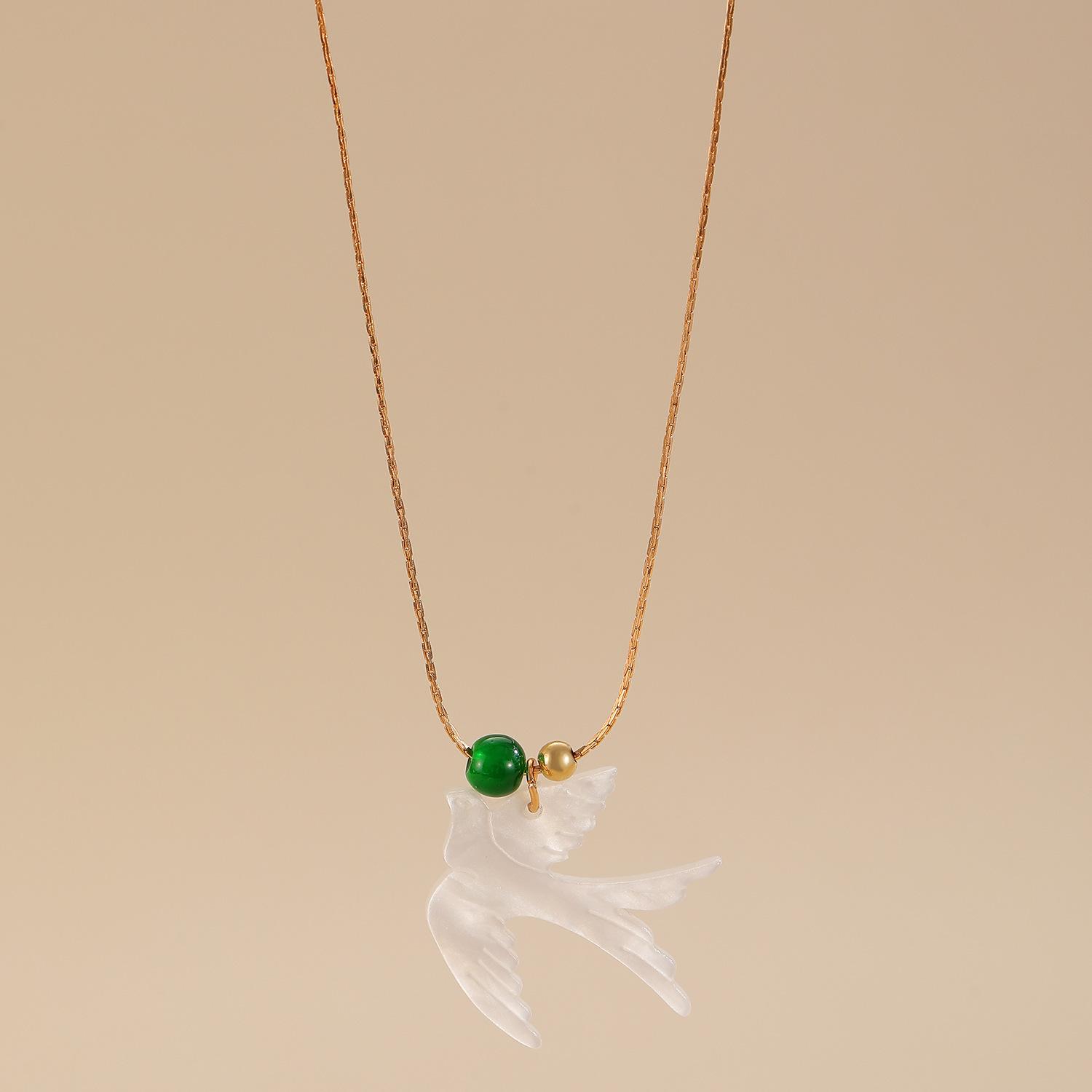 

Ретро Персонализированный Дизайн Роскошное Ожерелье с Подвеской в виде Птицы Ласточки Тонкая Веревочная Цепочка для Ключицы 1 pcs