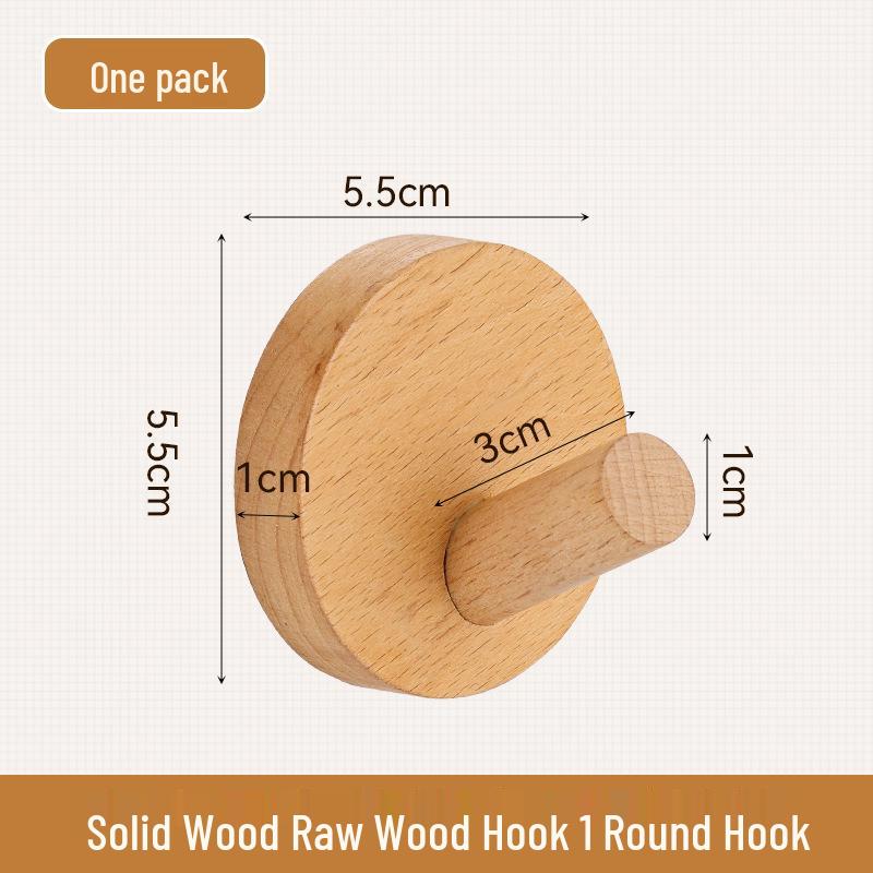 Creative Solid Wood No-Drill Coat Hook for Wall and Door