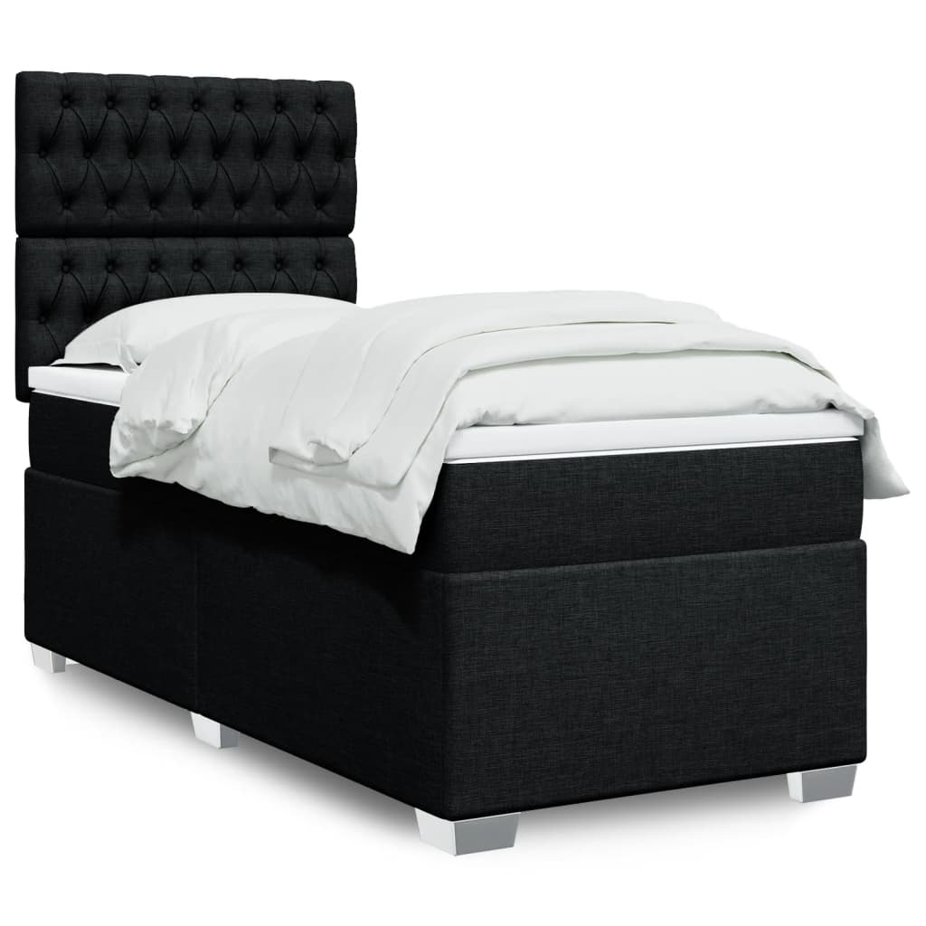 Vidaxl Continental Bed with Mattress, Black, Fabric 90X190 Cm