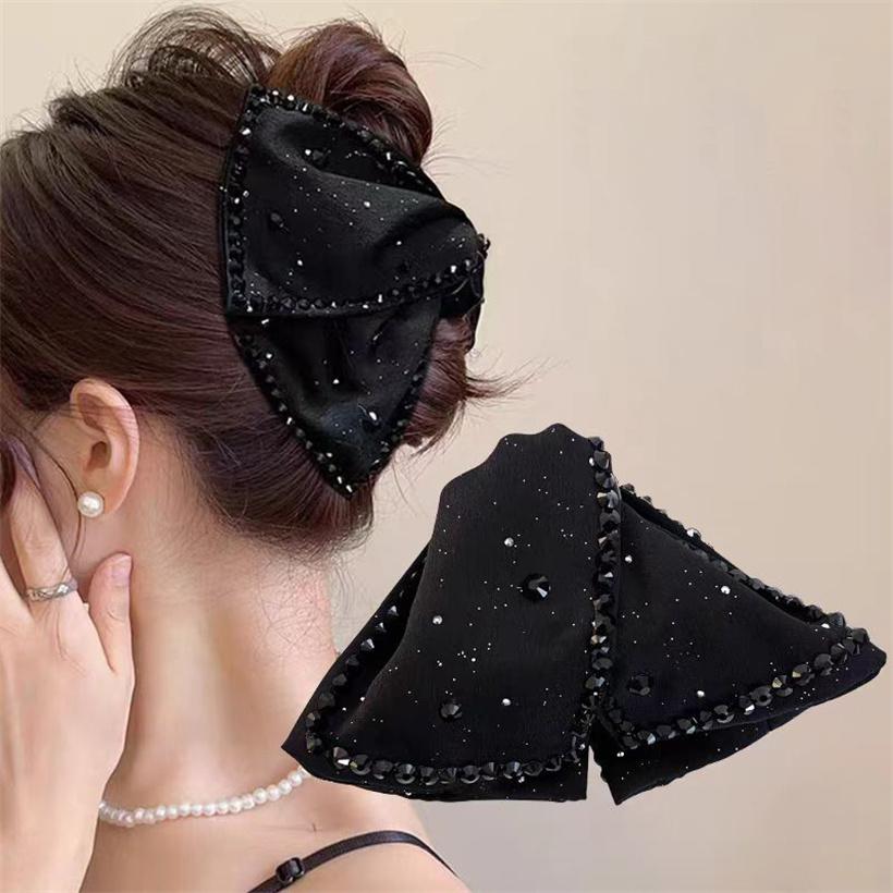 Large Rhinestones Bow Hair Claw Crab Elegant Pearls Hairpins Women Girls Sweet Hair Ornament Hair Clips Fashion Hair Accessories