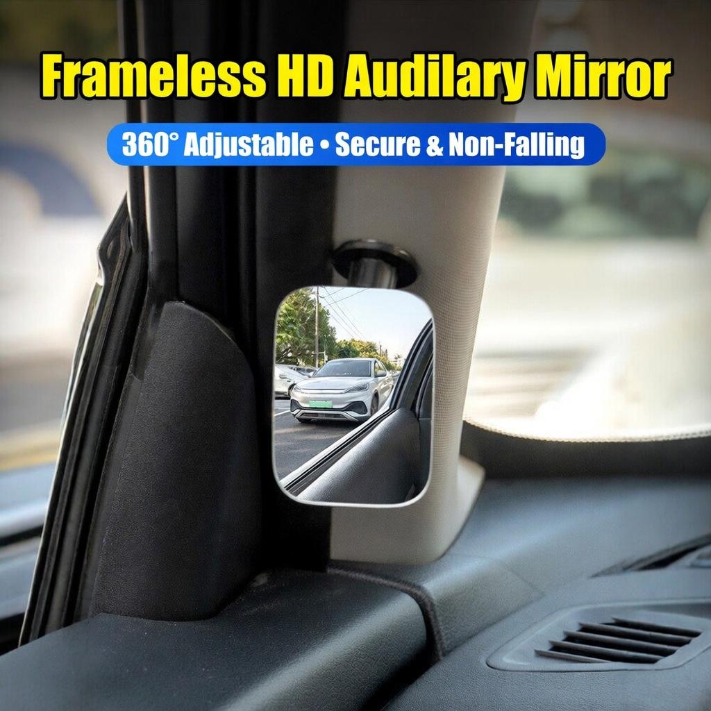 2Pcs Car Auxiliary Mirror Wide Angle 360 Degree Adjustable Auto HD Convex Rearview Rimless Mirrors Car Styling Parts