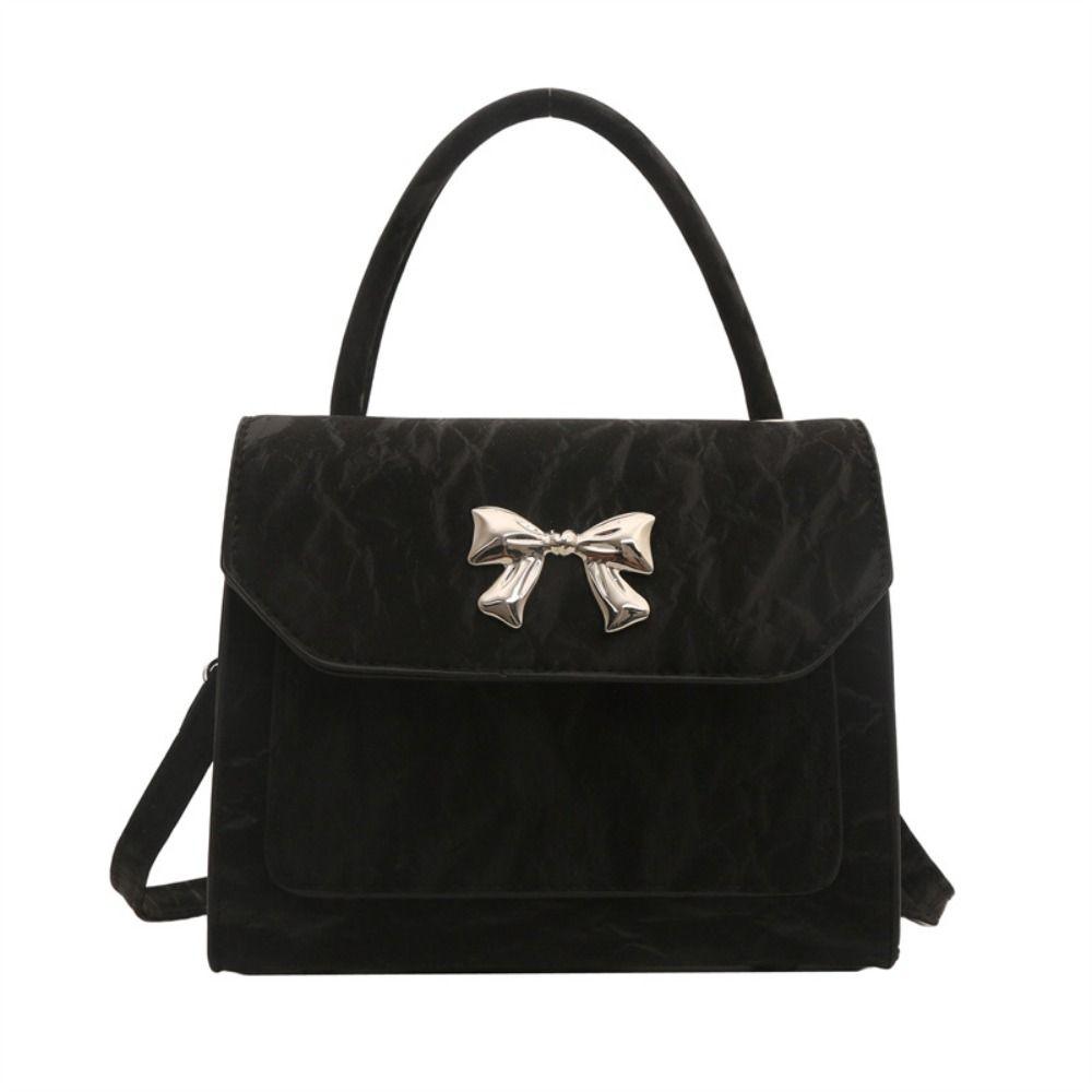 Simple Bow Crossbody Bag Fashionable Leather Handbags Y2K Trend Underarm Bag  Women