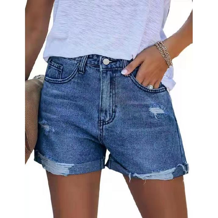 New Broken Holes Retro Casual Denim Shorts Female
