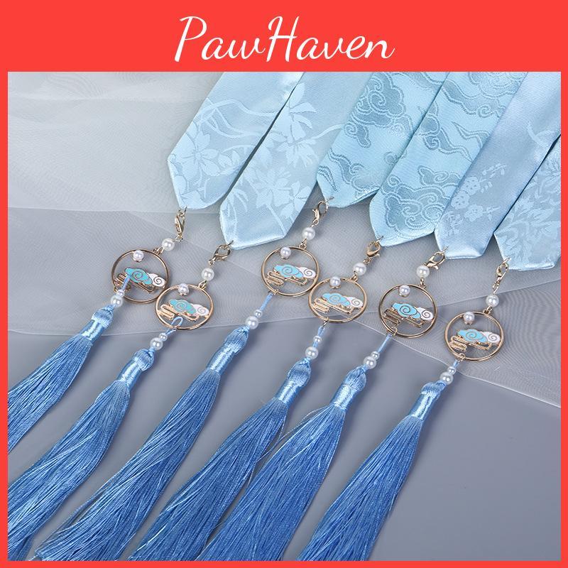 Ancient Ribbon Hanfu Hair Style – Cloud Crane Jacquard With Tassels