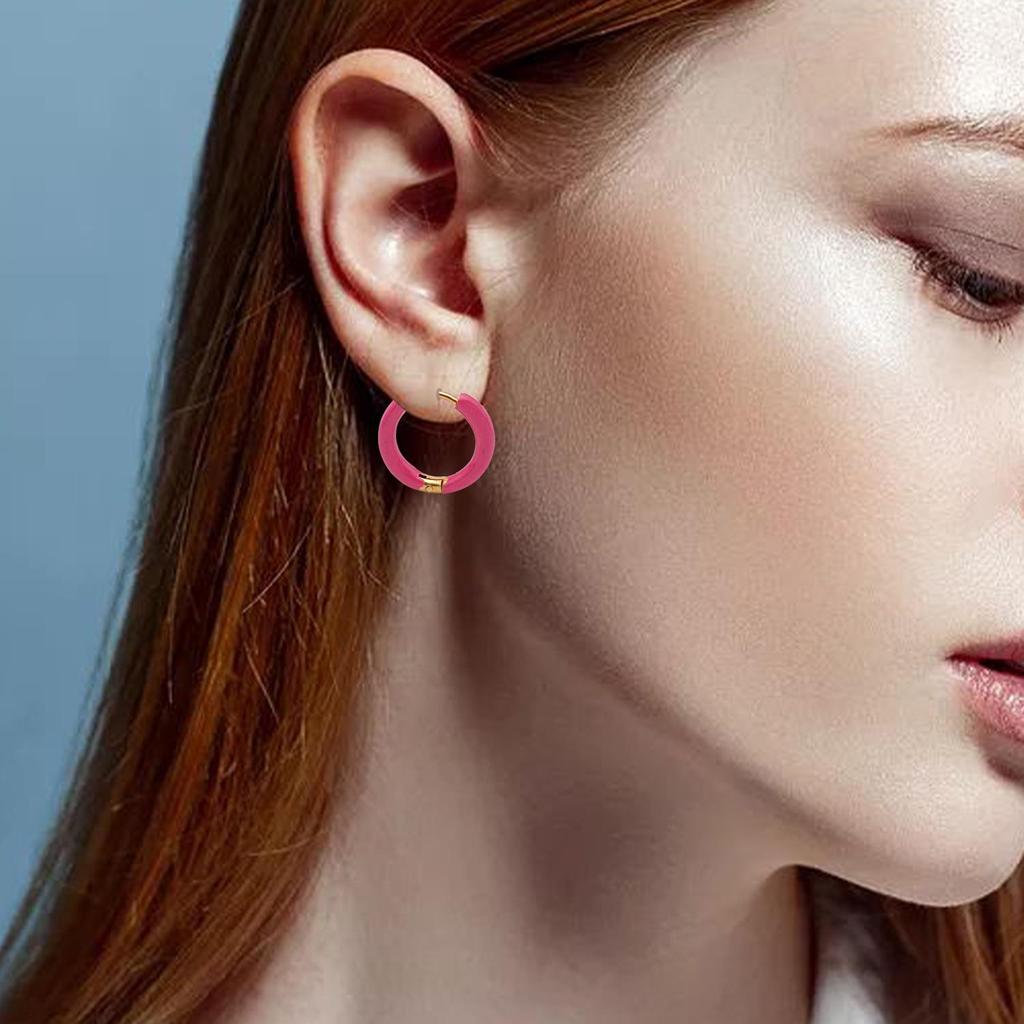 Stainless Steel Enamel Drip Earrings: U-Shaped Geometric C-Studs, Titanium Steel DIY Accessories